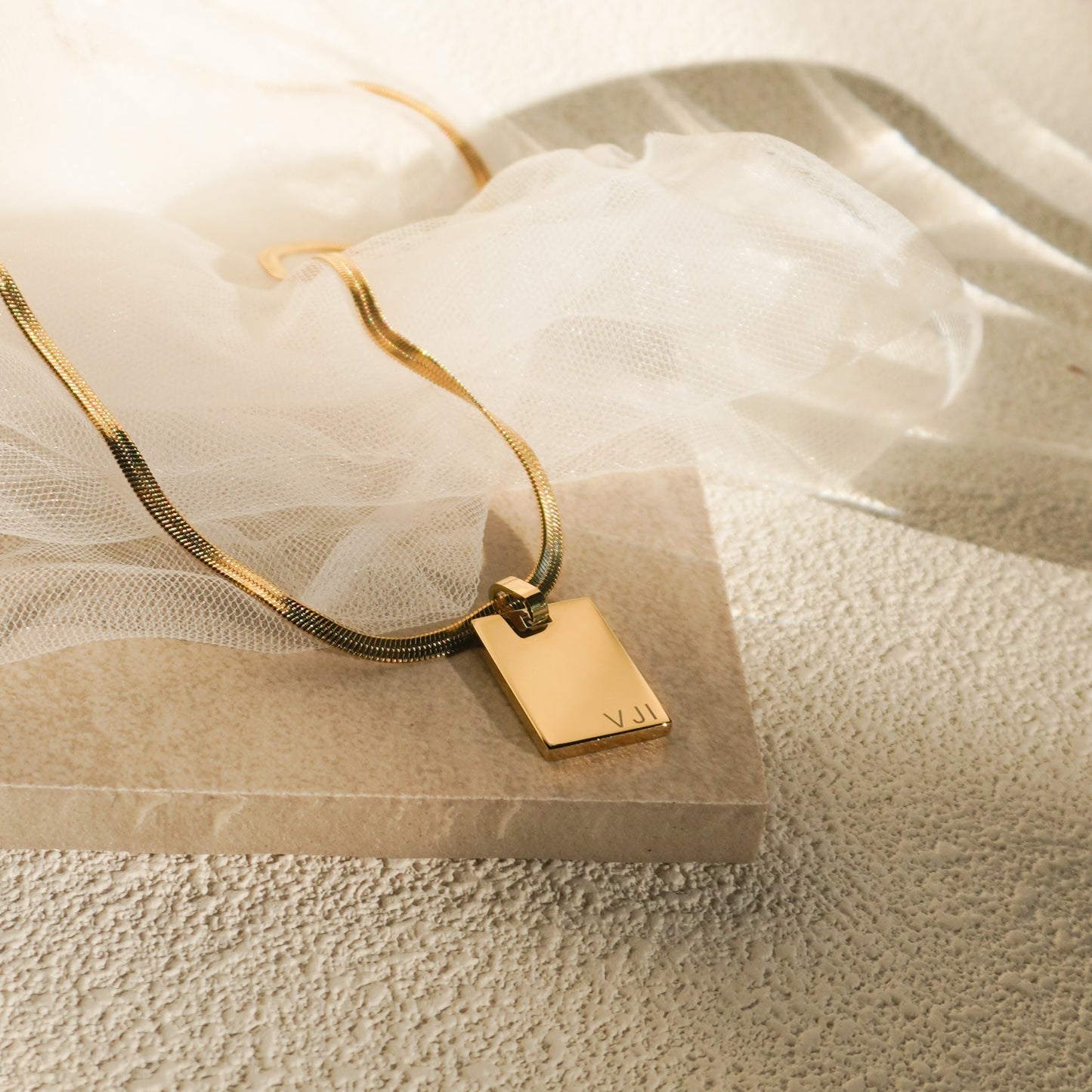 Engraved Rectangle Necklace