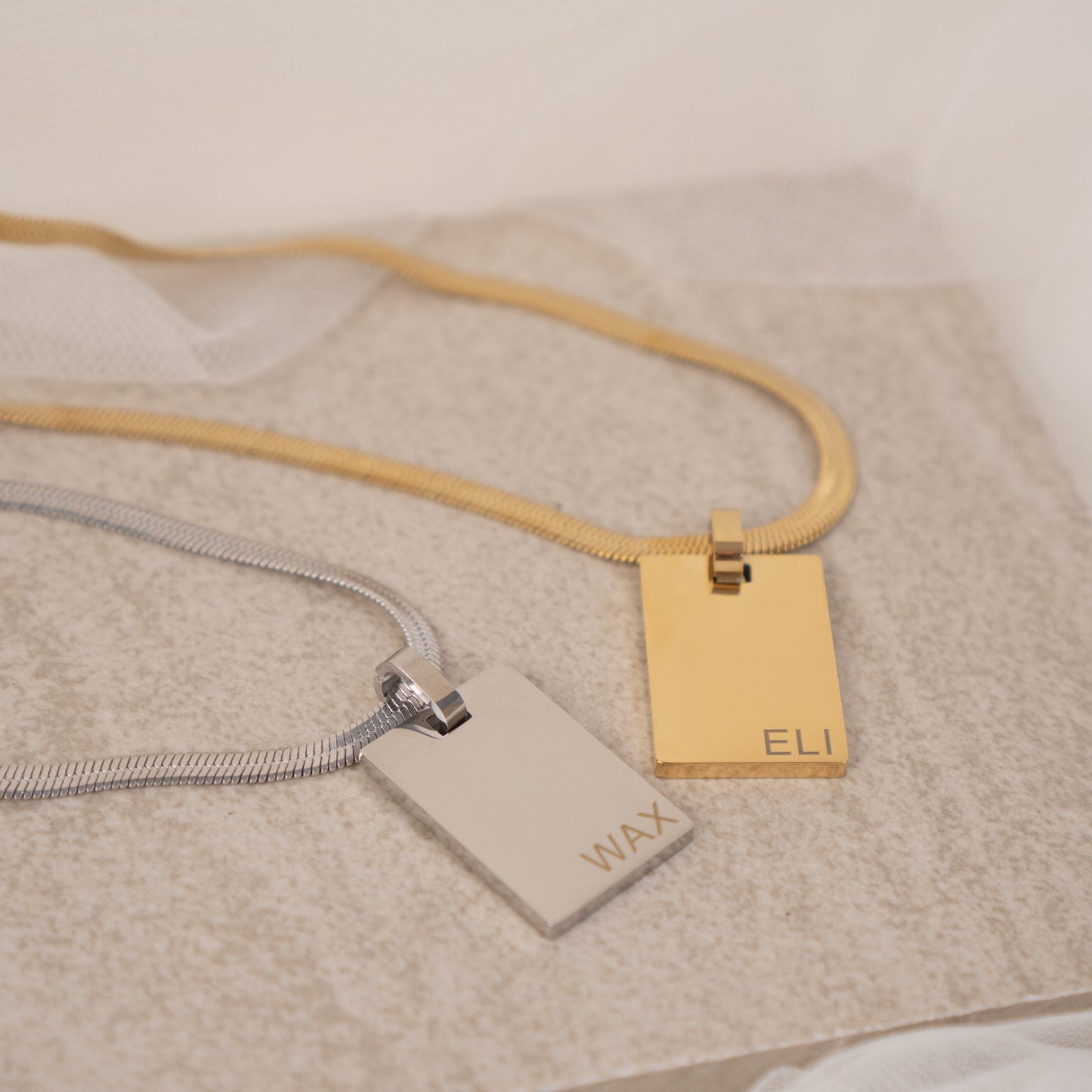 Engraved Rectangle Necklace