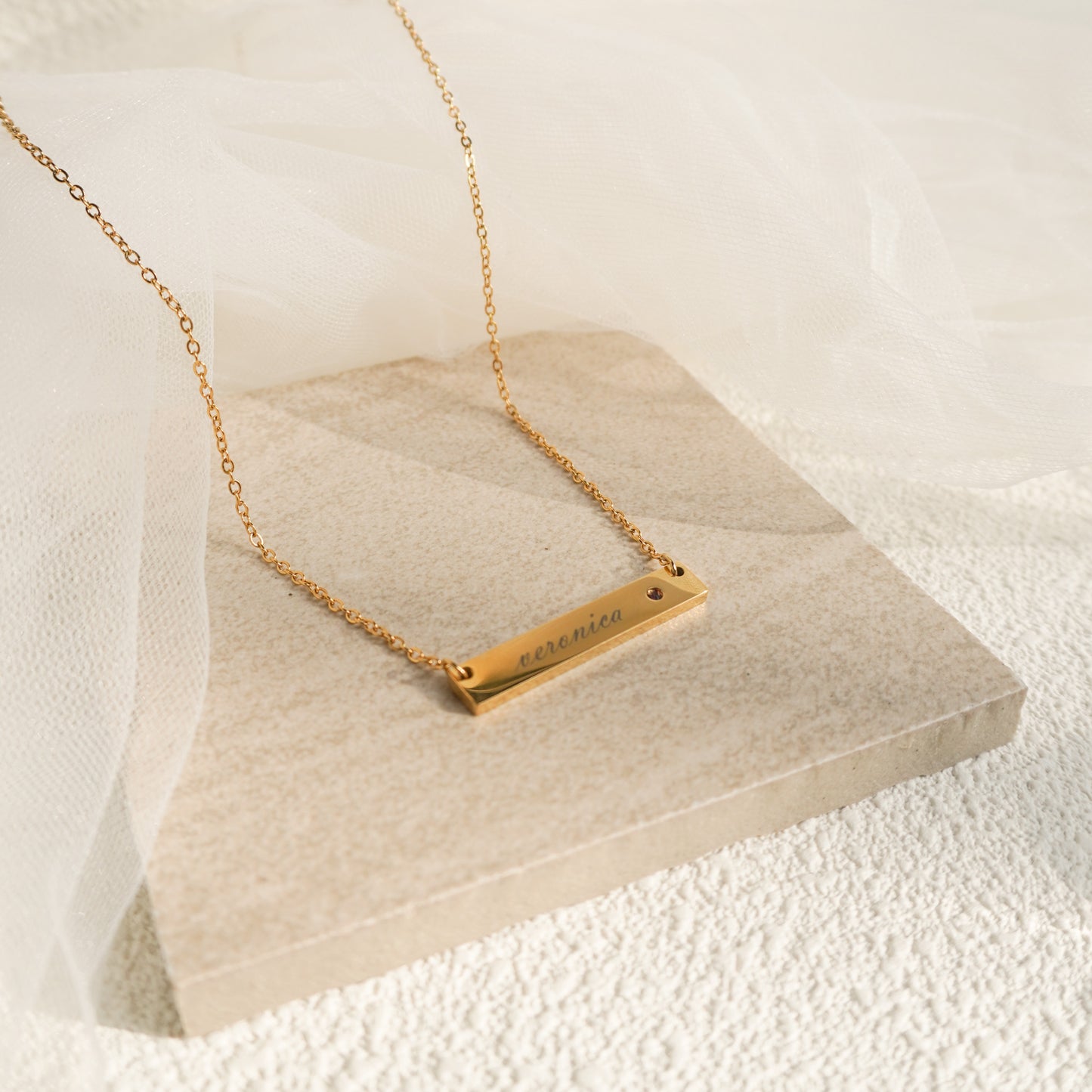 Engraved Birthstone Necklace