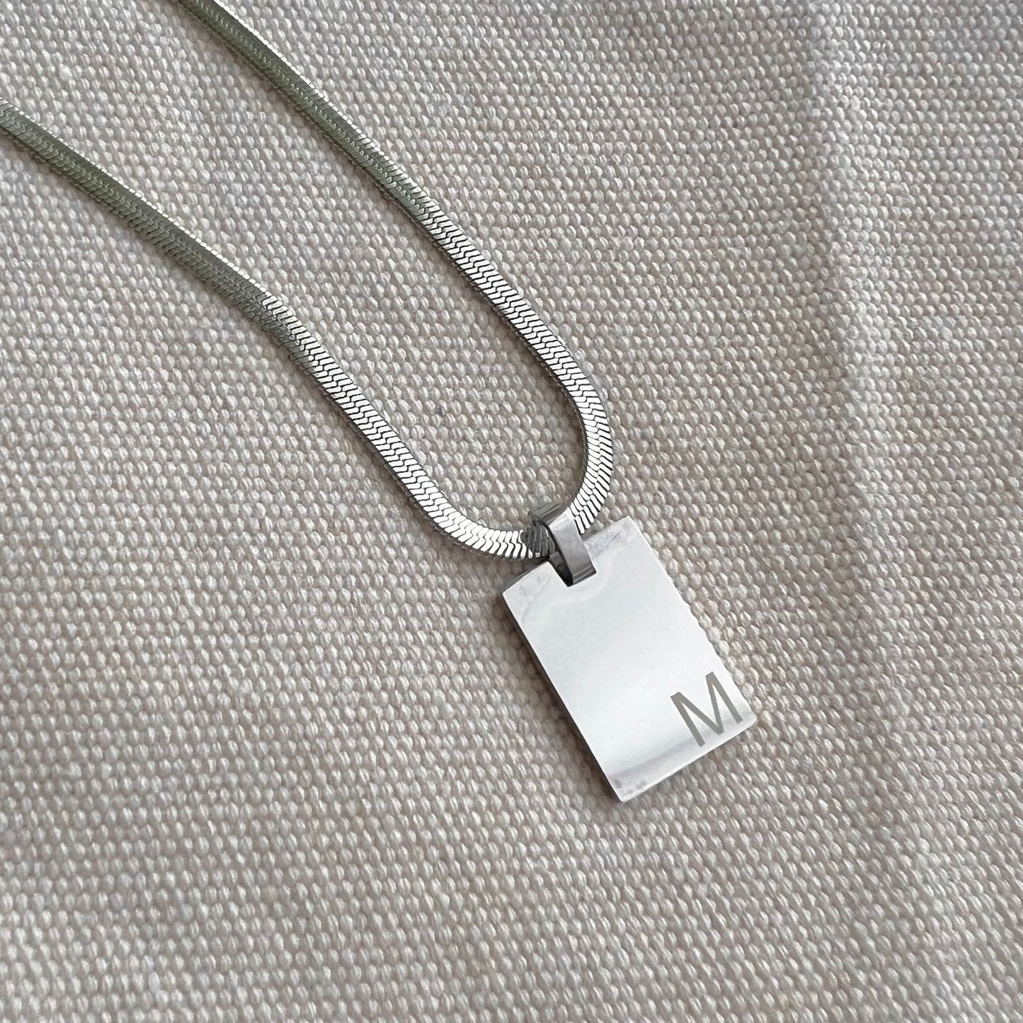 Engraved Rectangle Necklace
