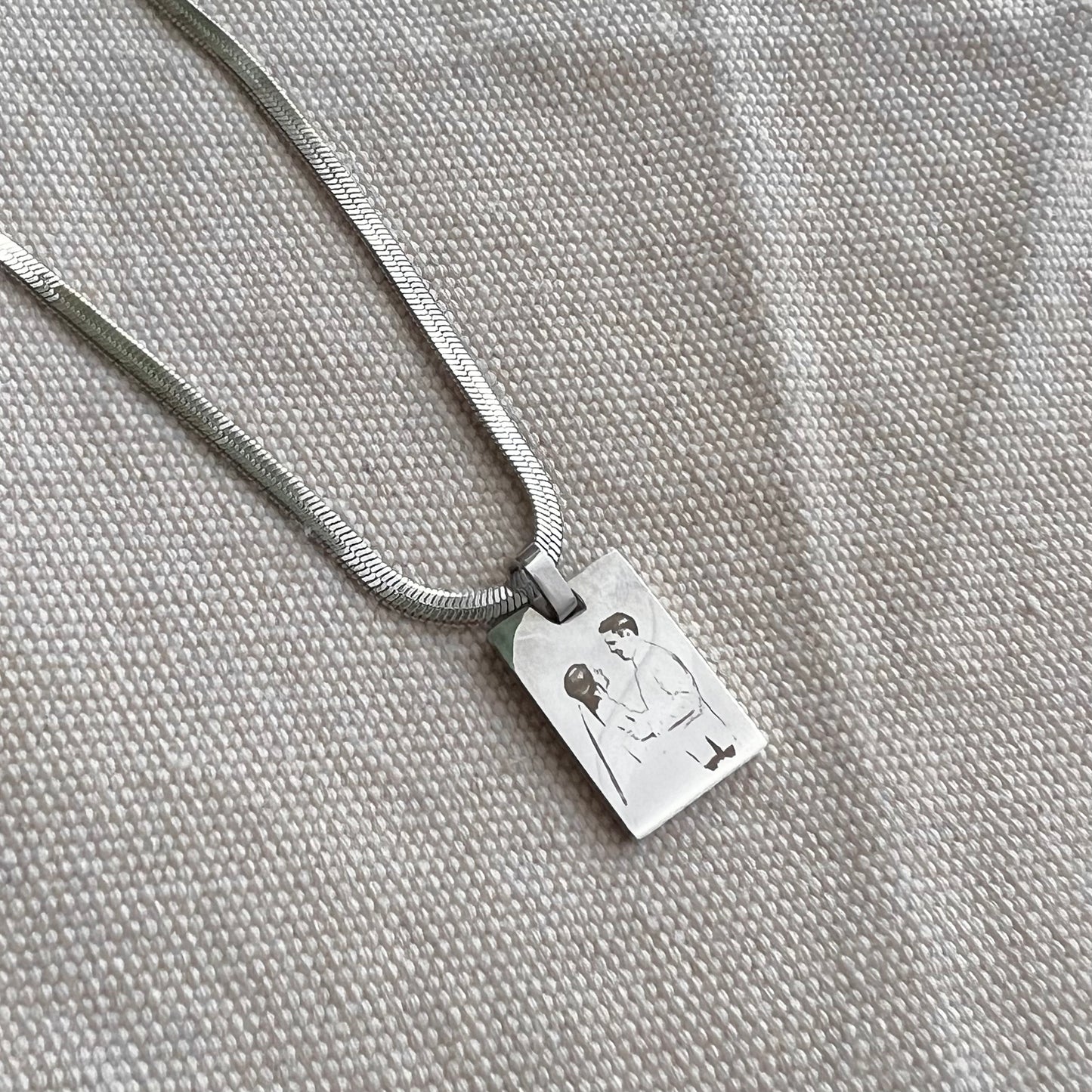 Engraved Rectangle Necklace