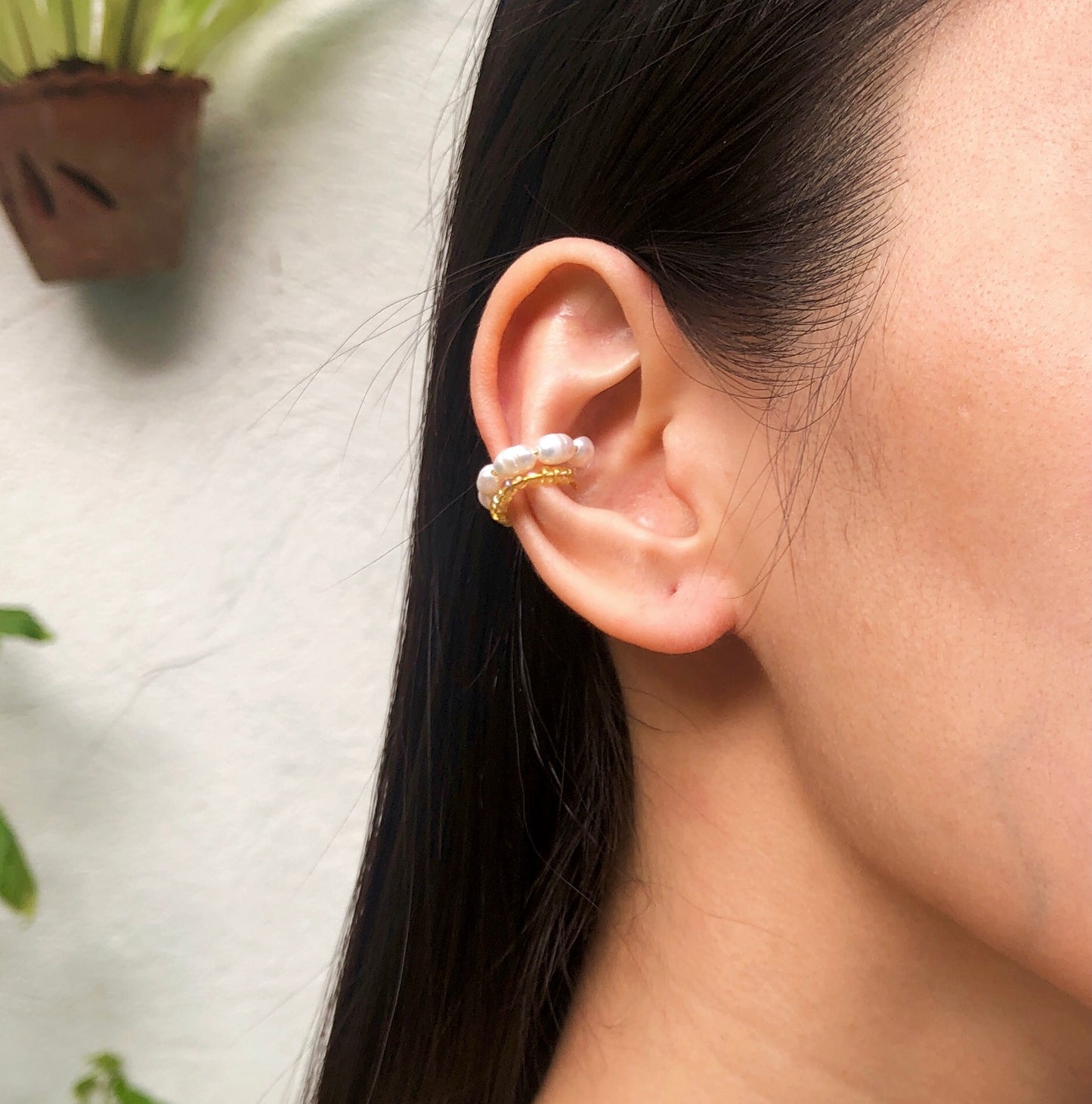 Rice Pearl Ear Cuff Set