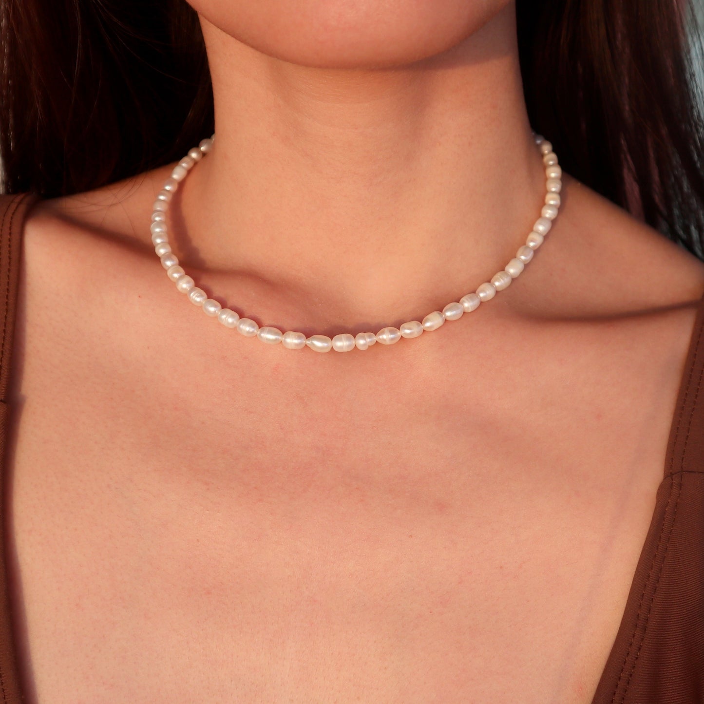 Midi Rice Pearl Necklace