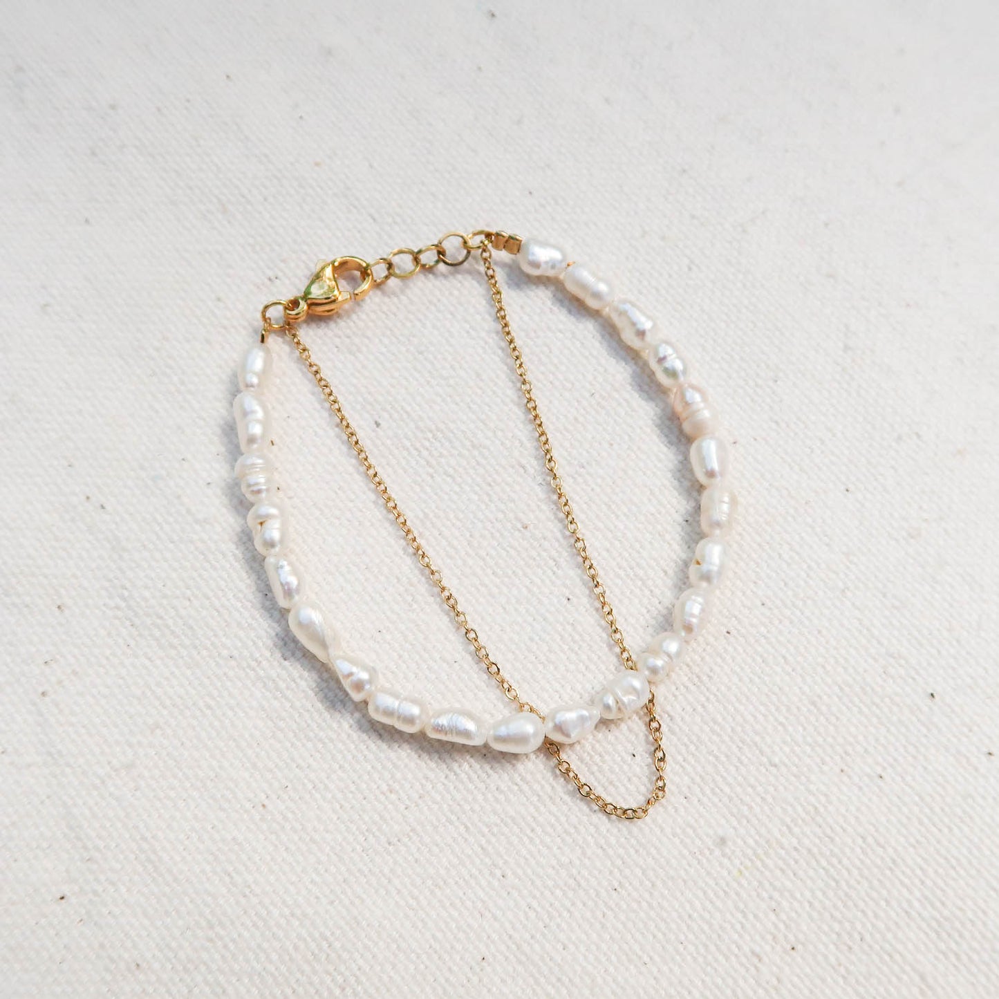 Rice Pearl Bracelet with Chain